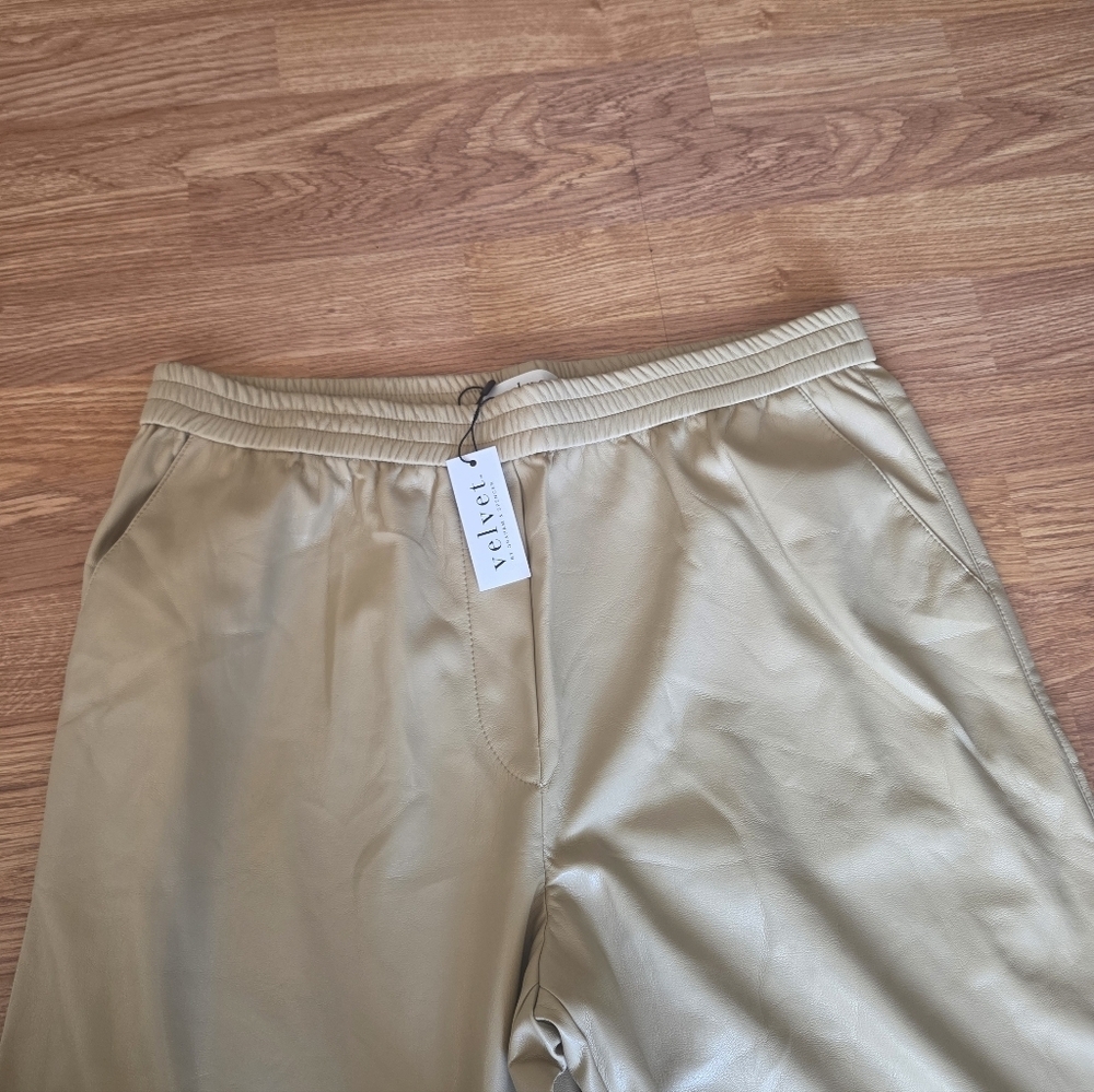 VELVET Graham and Spencer XL Vegan Leather Pants NWT Faux Leather Cream - Picture 8 of 11
